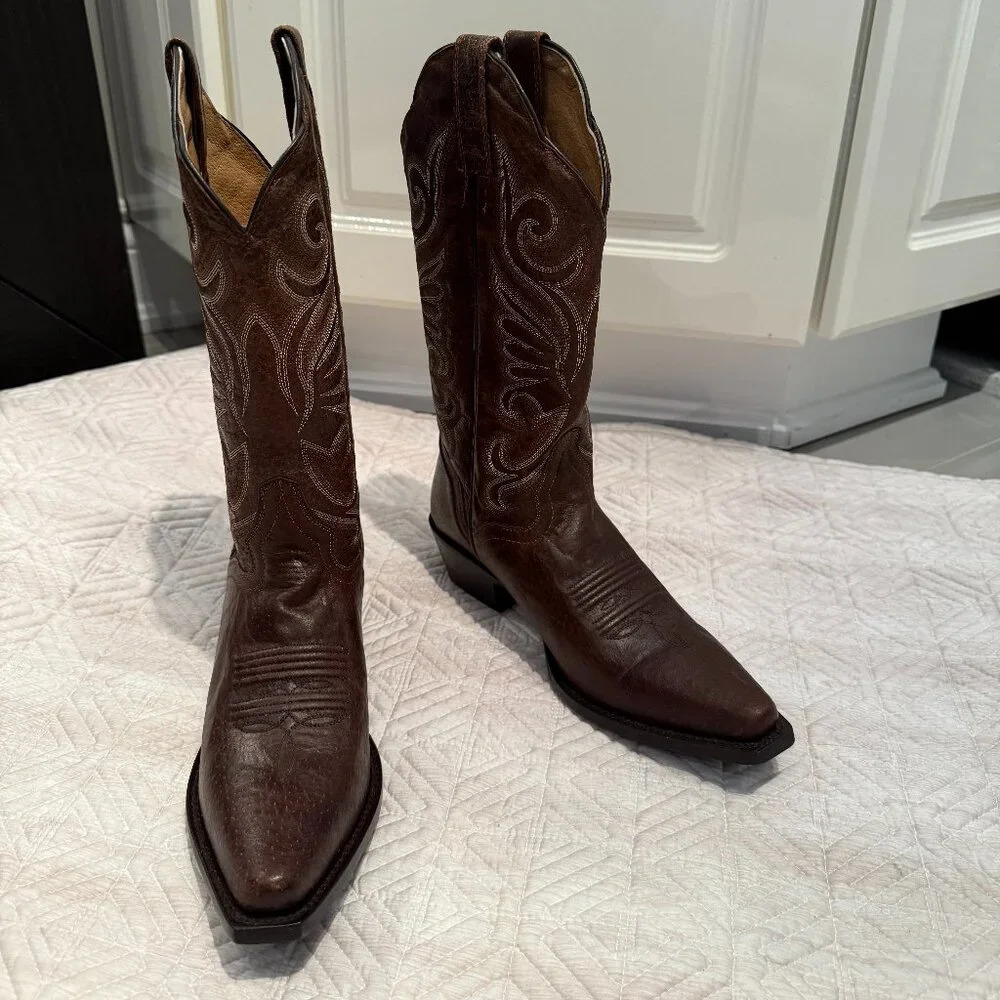 NEW Best Seller Brown Distressed Leather Cowboy Boots, Nashville Boot Co, US 6.5